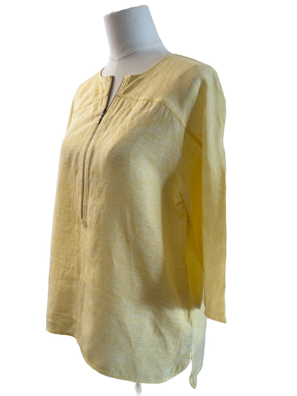 Lafayette 148 New York Butter Yellow Women’s Linen Blend Blouse Top 3/4 Sleeve - Picture 4 of 8